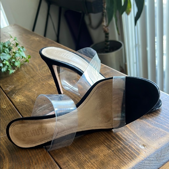 SCHUTZ Black High Heel Sandals with Transparent Straps - Picture 3 of 4
